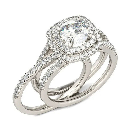 Wholesale Ring Copper Simulation Diamond Zircon Geometric Style For Women And Couple