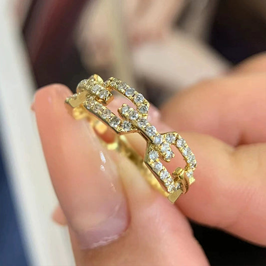 Wholesale Ring Copper Zircon Geometric Design Allmatch Style