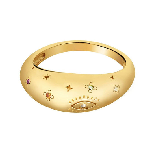 Wholesale Rings Copper Microinlaid Zircon Star And Moon Design Unisex Electroplated Jewelry
