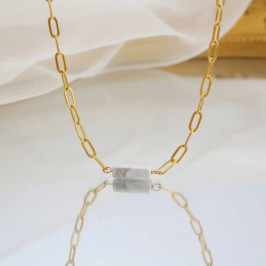304 Stainless Steel 18K Gold Plated Simple Style Commute Chain Solid Color Necklace