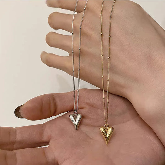 Wholesale Simple Style Heart Shape Stainless Steel Plating Gold Plated Pendant Necklace