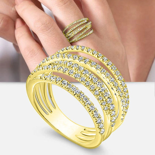 Wholesale Unisex Hiphop Style Copper Geometric Line Winding Ring And Women's Irregular Multilayer Geometric Zircon Bracelet