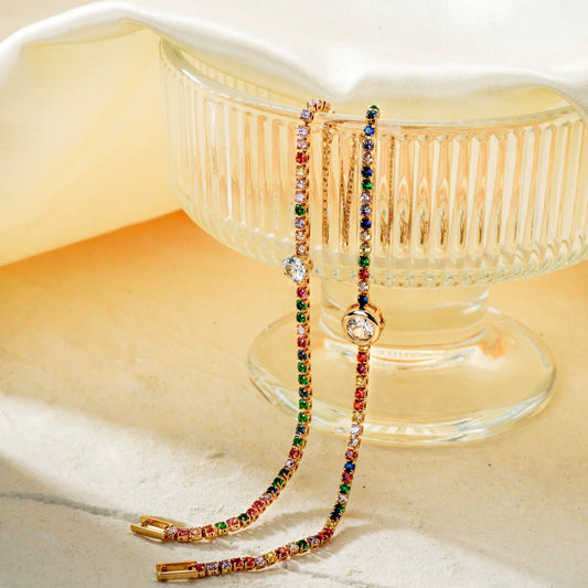 Wholesale Women's Copper Bracelet Inlaid With Zircon Geometric Pattern Electroplated Light Luxury Style