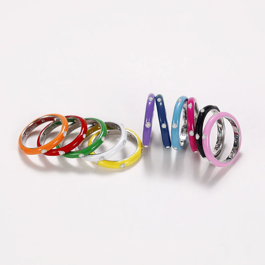 Wholesale Women's Copper Enamel Geometric Light Luxury Ring