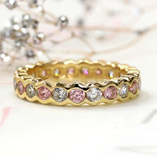 Wholesale Women's Copper Geometric Hexagonal Inlaid Zircon Ring