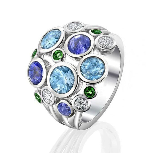 Wholesale Women's Copper Geometric Hollow Circle Zircon Ring