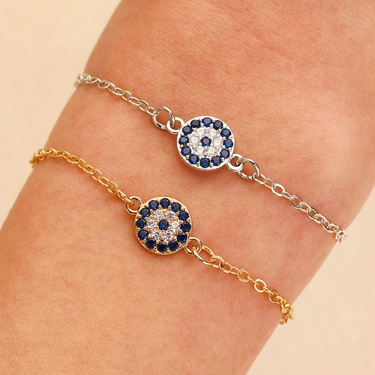 Wholesale Women's Copper Geometric Style Electroplated Devil's Eye Charm Bracelet