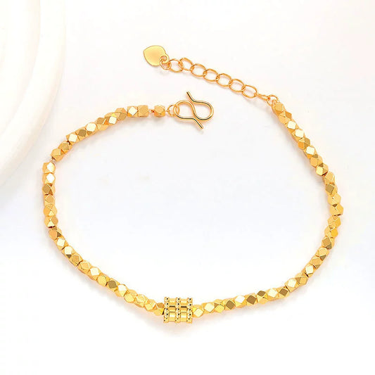 Wholesale Women's Copper Goldplated Disco Beads Broken Gold Bracelet With Electroplating
