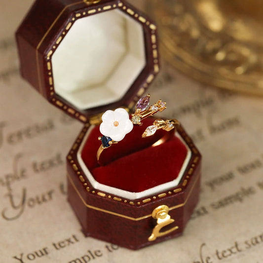 Wholesale Women's Copper Retro Geometric Flower Open Ring With Electroplating
