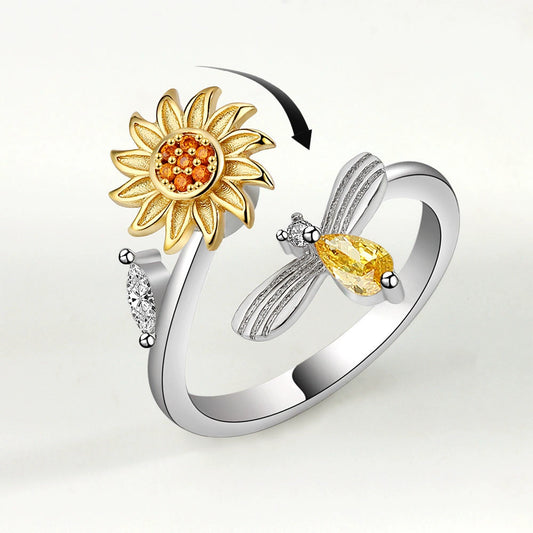 Wholesale Women's Copper Sunflower Ring With Geometric Pattern And Electroplating Process