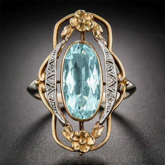 Wholesale Women's Copper Vintage Palace Style Hollow Flower Inlaid Zircon Ring And Bracelet Accessories