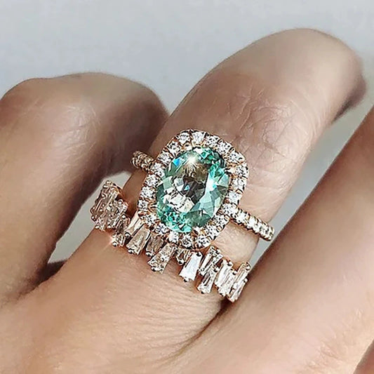 Wholesale Women's Copper Wedding Ring Trapezoidal Geometric Retro Luxury With Zircon