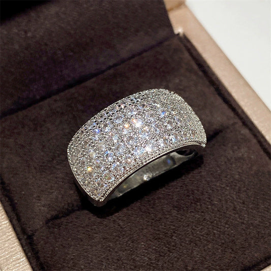 Wholesale Women's Copper White Gold Plated Zircon Geometric Half Ring