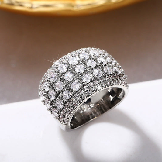 Wholesale Women's Copper Zircon Ring With Geometric Design