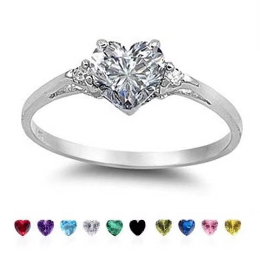 Wholesale Women's Fashion Jewelry Copper Heart Shaped Ring Inlaid With Zircon