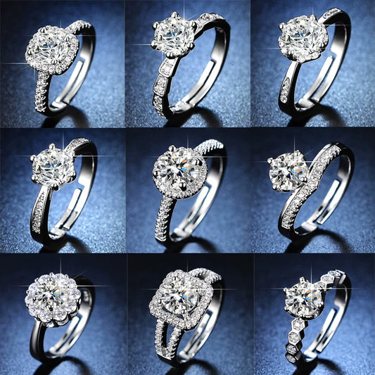 Wholesale Women's Geometric Moissanite Ring With Diamond Treatment In White Copper