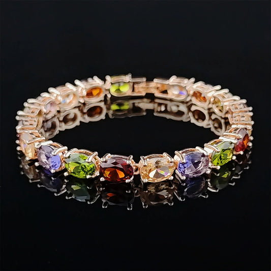 Wholesale Women's Light Luxury Copper Bracelet With Colorful Geometric Pattern And Electroplating Design