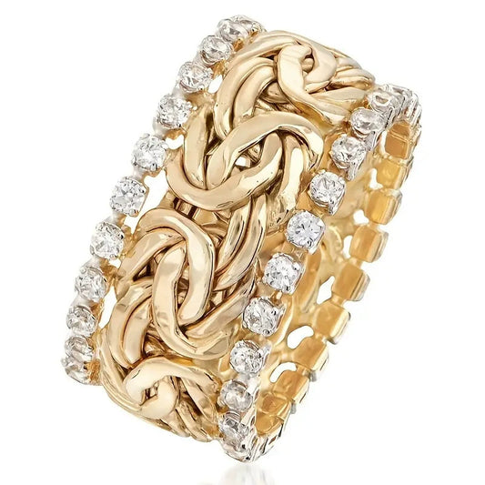 Wholesale Women's Punk Style Copper Ring With Inlaid Zircon And Geometric Pattern