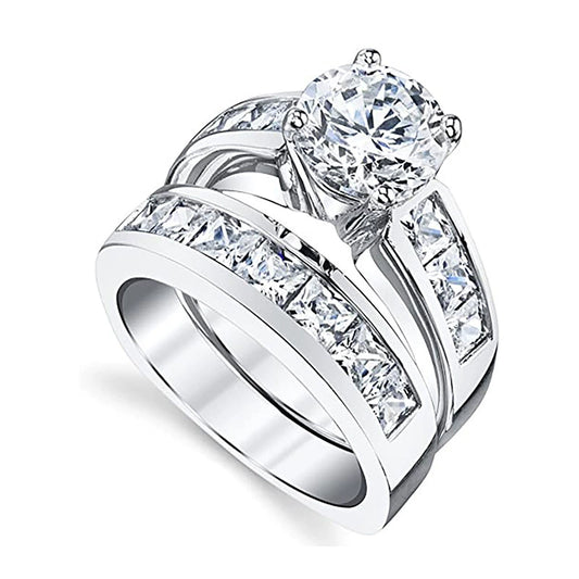 Wholesale Women's Retro Geometric Copper Ring With Zircon For Wedding Jewelry