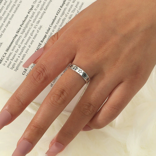 Wholesale Women's Retro Open Star Ring Jewelry Copper Electroplated