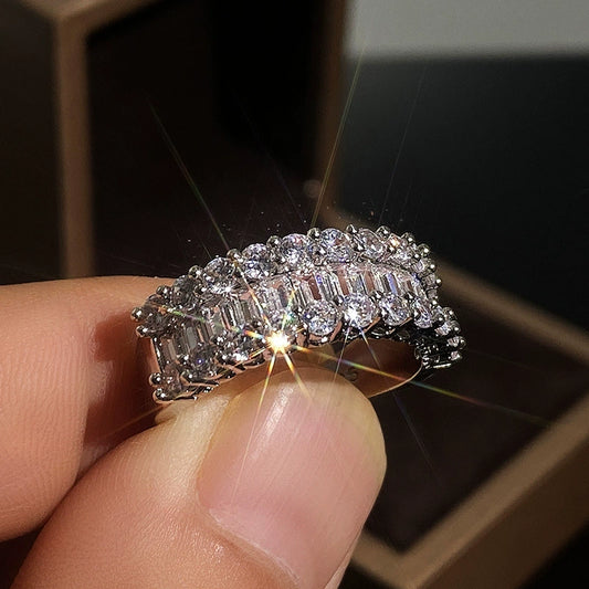 Wholesale Women's Ring Copper Gold Plated Zircon Geometric Style