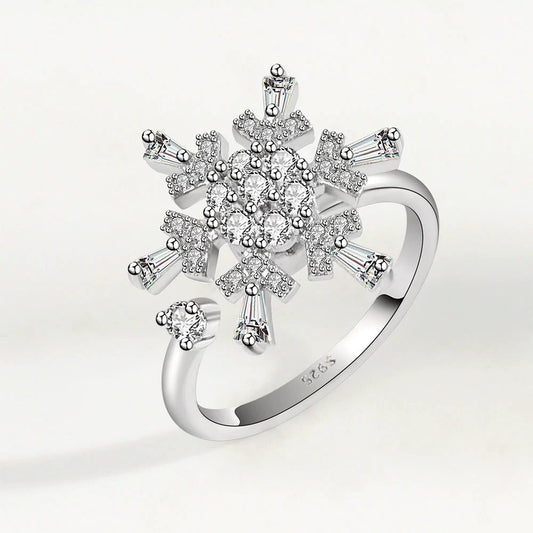 Wholesale Women's Swivel Ring Copper Light Luxury Geometric Electroplated Snowflake Style