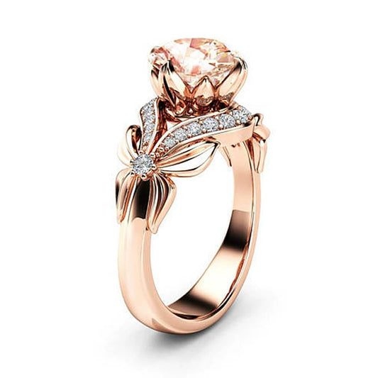 Women's Bow Zircon Copper Rose Gold Plated Ring