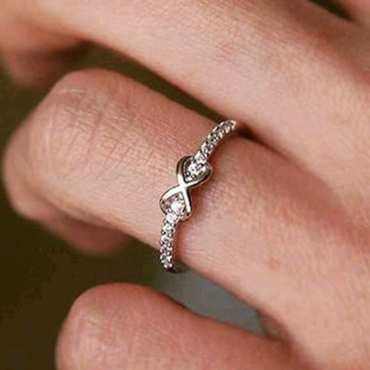 Women's Copper Finger Ring With Zircon Inlay And Letters Numbers Text Design