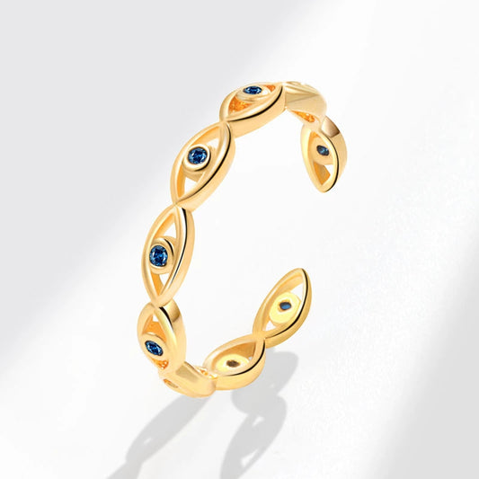 Women's Copper Geometric Devil's Eye Open Tail Ring With Electroplating