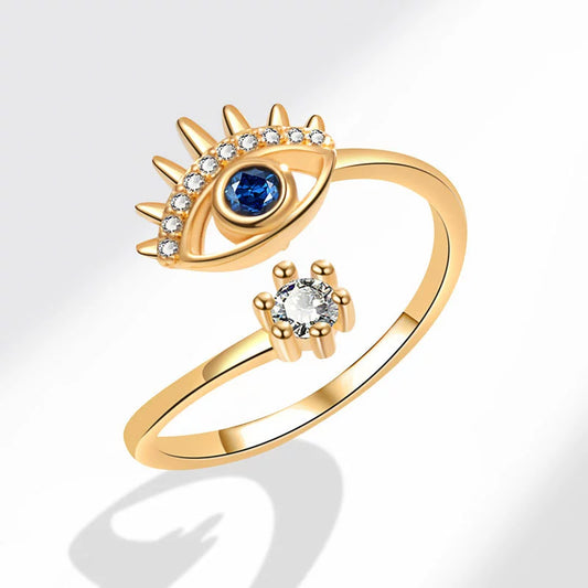 Women's Copper Geometric Devil's Eye Ring With Electroplating Design Simple Style