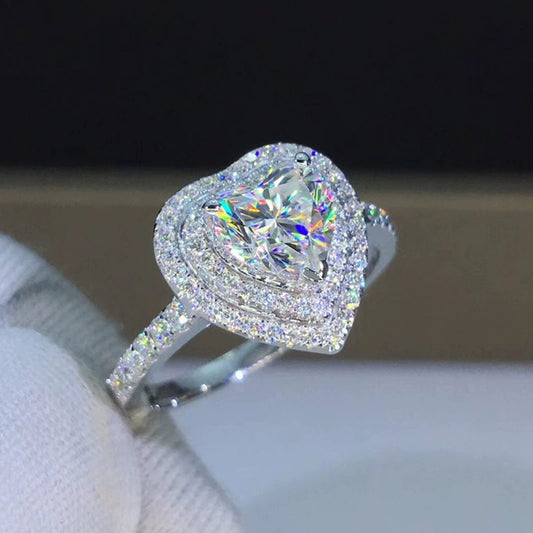 Women's Copper Heartshaped Zircon Ring Fashion Creative Design