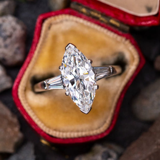 Women's Copper Inlaid Marquise Zircon Geometric Light Luxury Ring