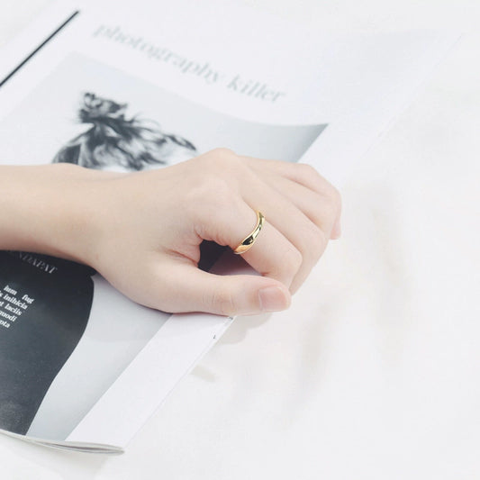 Women's Copper Open Ring With Geometric Wave Pattern Silver And Gold Plated In Normcore And Minimalist Style