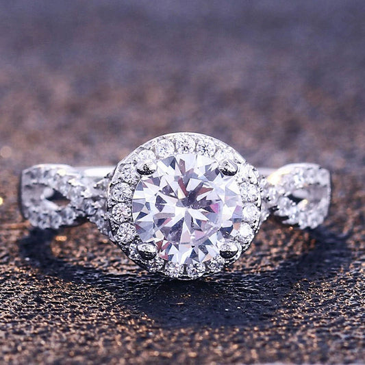 Women's Copper Plated Platinum Inlaid Zircon Geometric Ring