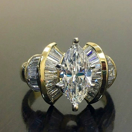 Women's Copper Zircon Geometric Horse Eye Shaped Ring Hand Jewelry