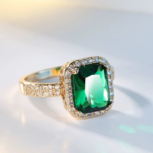 Women's Copper Zircon Ring Light Luxury Geometric Goldplated Jewelry
