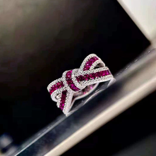 Women's Fashion Bow Ring Copper With Zircon Design