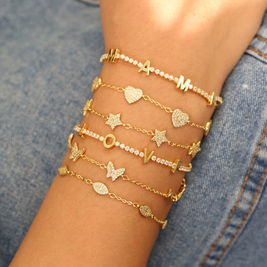 Women's Fashion Bracelet Copper Inlaid With Zirconium Animal Zodiac Butterfly Star Heartshaped Electroplating