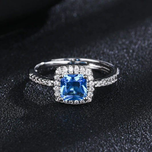Women's Fashion Square Diamond Ring With Multicolor Zircon Copper Open Ring Jewelry Geometric Style
