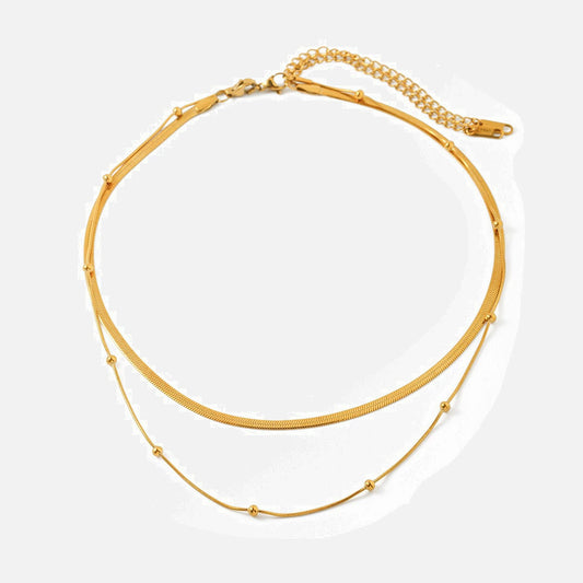Women's Geometric Stainless Steel And Titanium Steel Ball Chain Doublelayer Necklace With Electroplating Jewelry