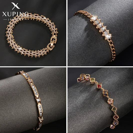 Women's Geometric Zircon Jewelry Bracelet Copperzinc Alloy 18K Gold Plated Watch Buckle Hiphop Highend Luxury