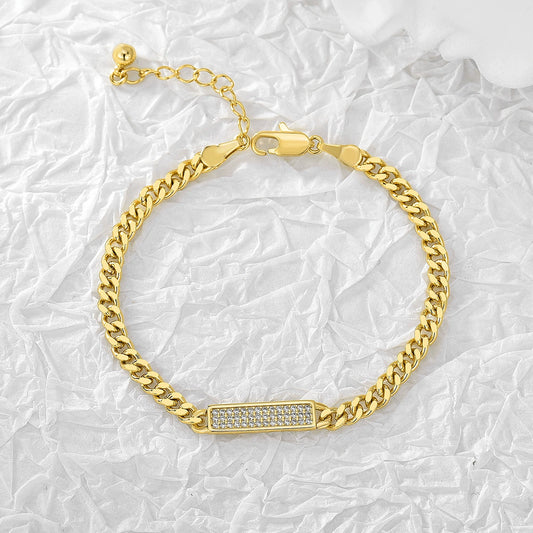 Women's Hip Hop Cuban Bracelet Copper Geometric Style