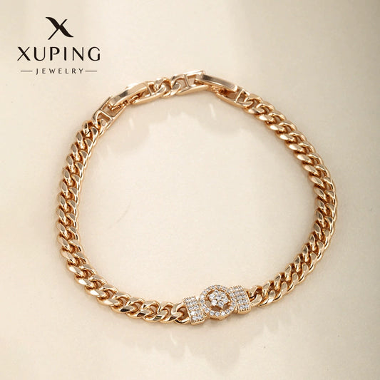Women's Hiphop Bracelet Copper Zinc Alloy Gold Plated With Zircon Flower Geometric Pattern