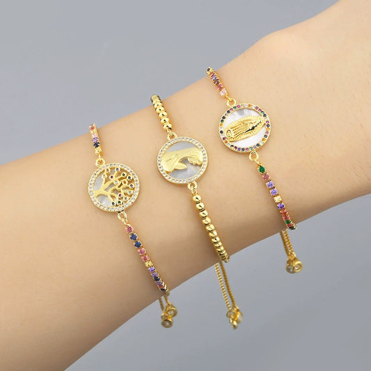 Women's Jewelry Copper Goldplated Artificial Gemstones And Semiprecious Stones Zircon Bracelet