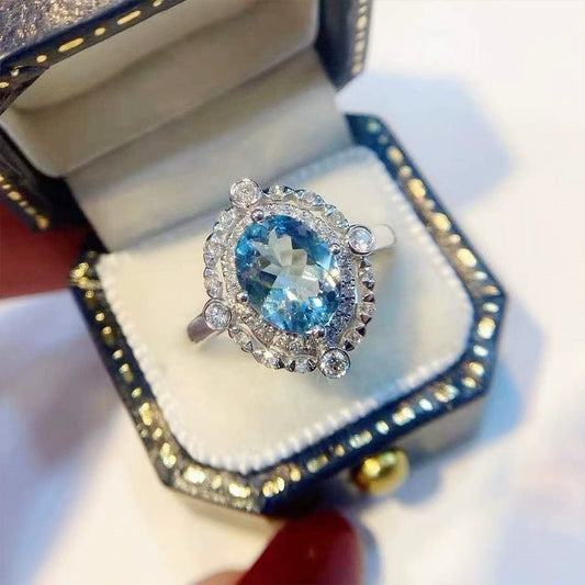 Women's Light Luxury Copper Zircon Geometric Flower Ring