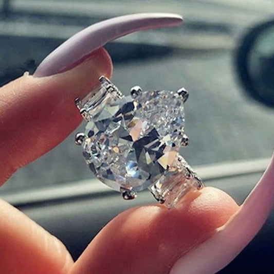 Women's Luxury Copper Zircon Water Drop Ring Jewelry