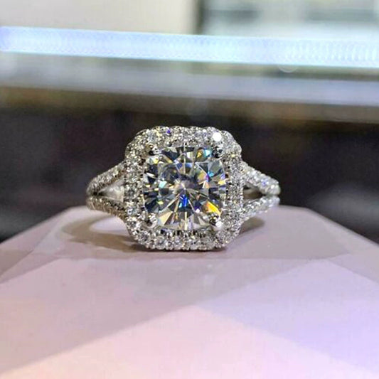 Women's Luxury Imitation Topaz Engagement Ring Copper Zircon Geometric