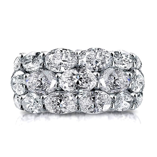 Women's Luxury Three Row Zircon Ring Copper Geometric Style