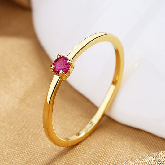 Women's Niche Geometric Copper Ring Plated 18K Gold Inlaid With Zircon And Colored Diamond