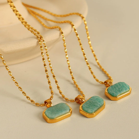 Women's 316L Stainless Steel Fashion Ite Natural Stone Necklace With Electroplating